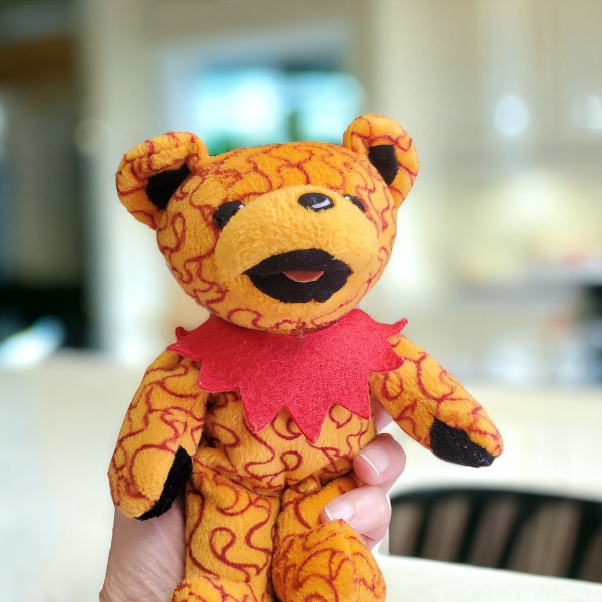 90s GRATEFUL DEAD Liquid Blue Beanie Bear Plush Fire & Pearly
