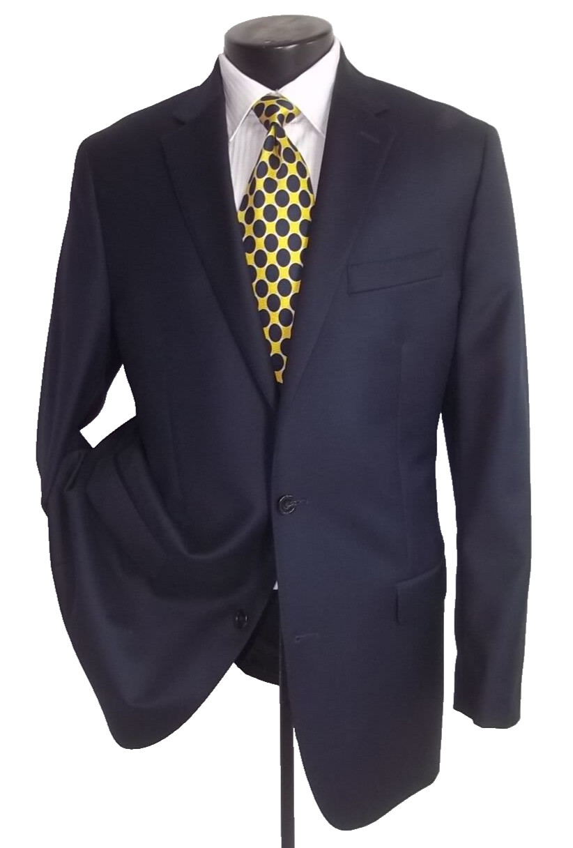 ]] Ralph Lauren Solid Navy Blue 2Button Wool Blaz… - image 3