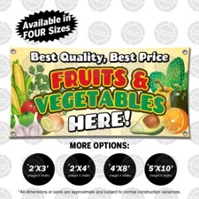 FRUITS  VEGETABLES Banner Open Sign Display Lona Fresh Produce Frutas Verduras