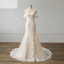 Elegant Mermaid Wedding Dresses Lace Appliques Sweetheart Bridal Gowns Train