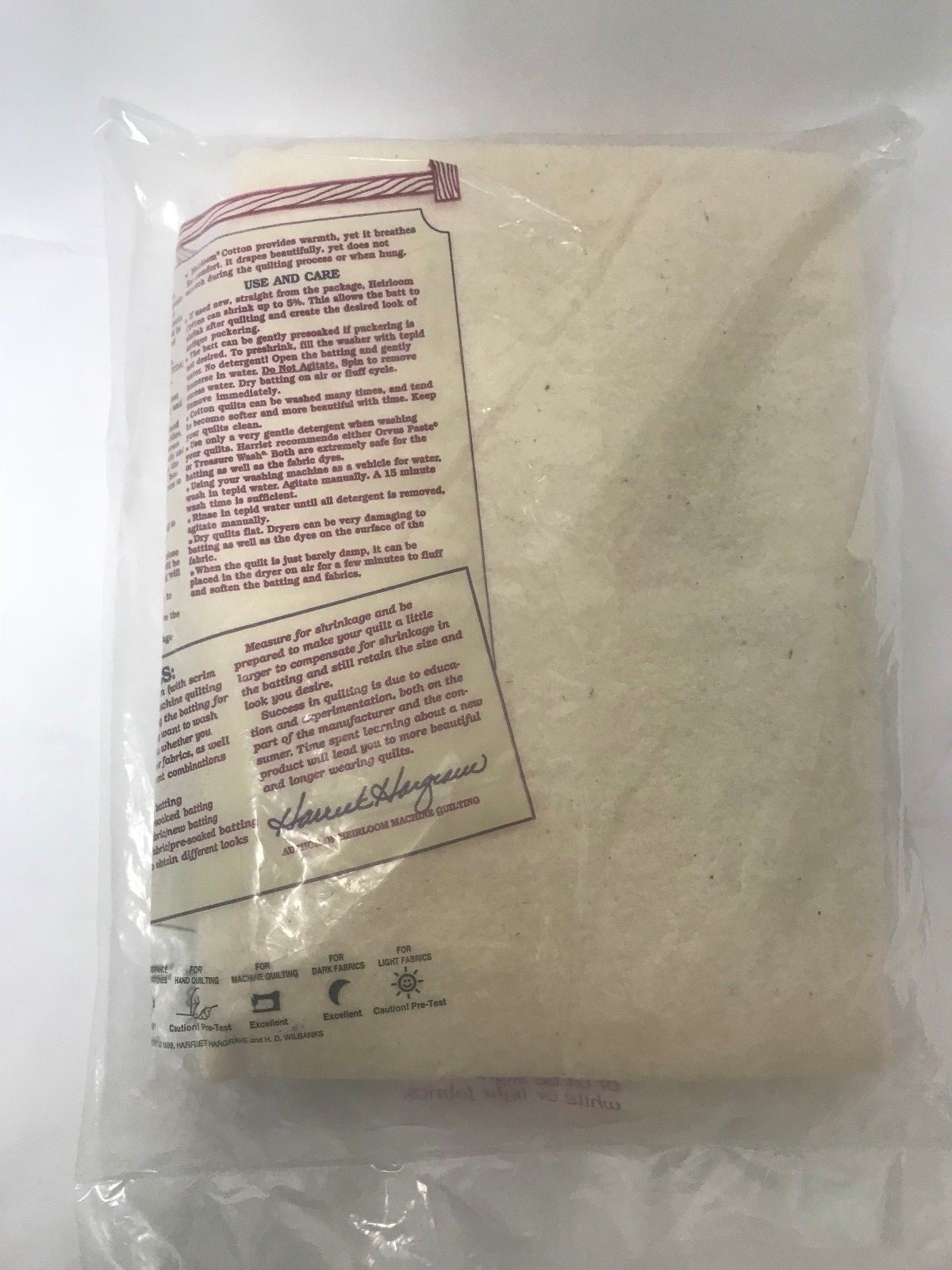 Hobbs 36 x 45" 100 Organic Cotton Craft Batting with SCRIM QUILTING