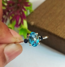 Light Blue Topaz 925 Sterling Silver December Birthstone Ring Daily Wear Ring