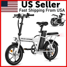 Electric Bike Adult w/ Seat 25MPH 630W Peak Folding Electric Bicycle Commuter US