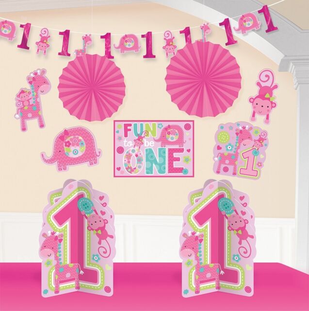 First 1st Birthday Party Sparkle Blue Pink Table Centrepiece Decoration Girl Boy