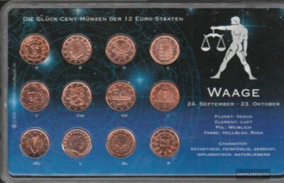 Europe GlücksCENT-Coins all 12 Gründungsländer libra brillant uncircula