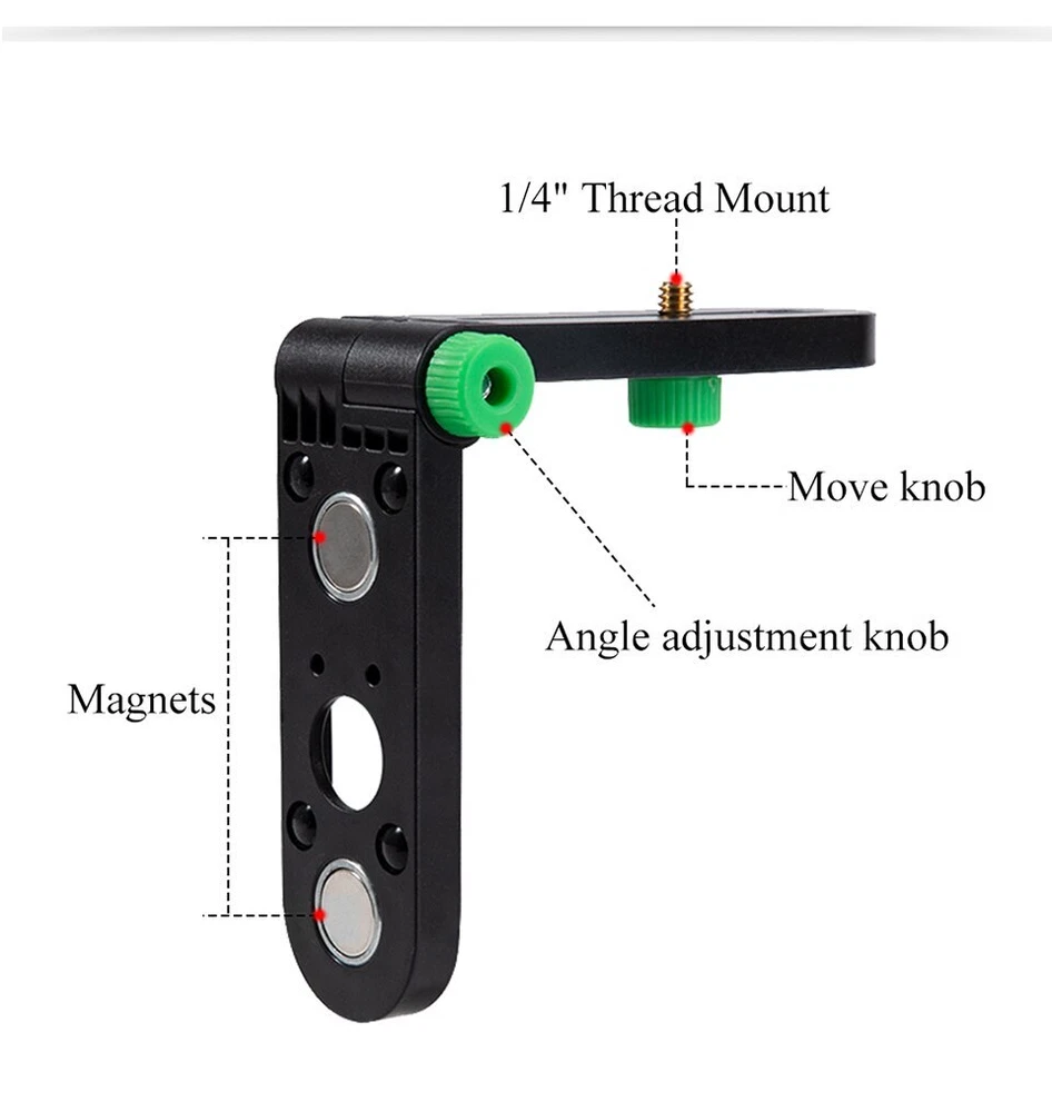 Adjustable 180° Laser Level Wall Bracket for 1/4" Mount Support  