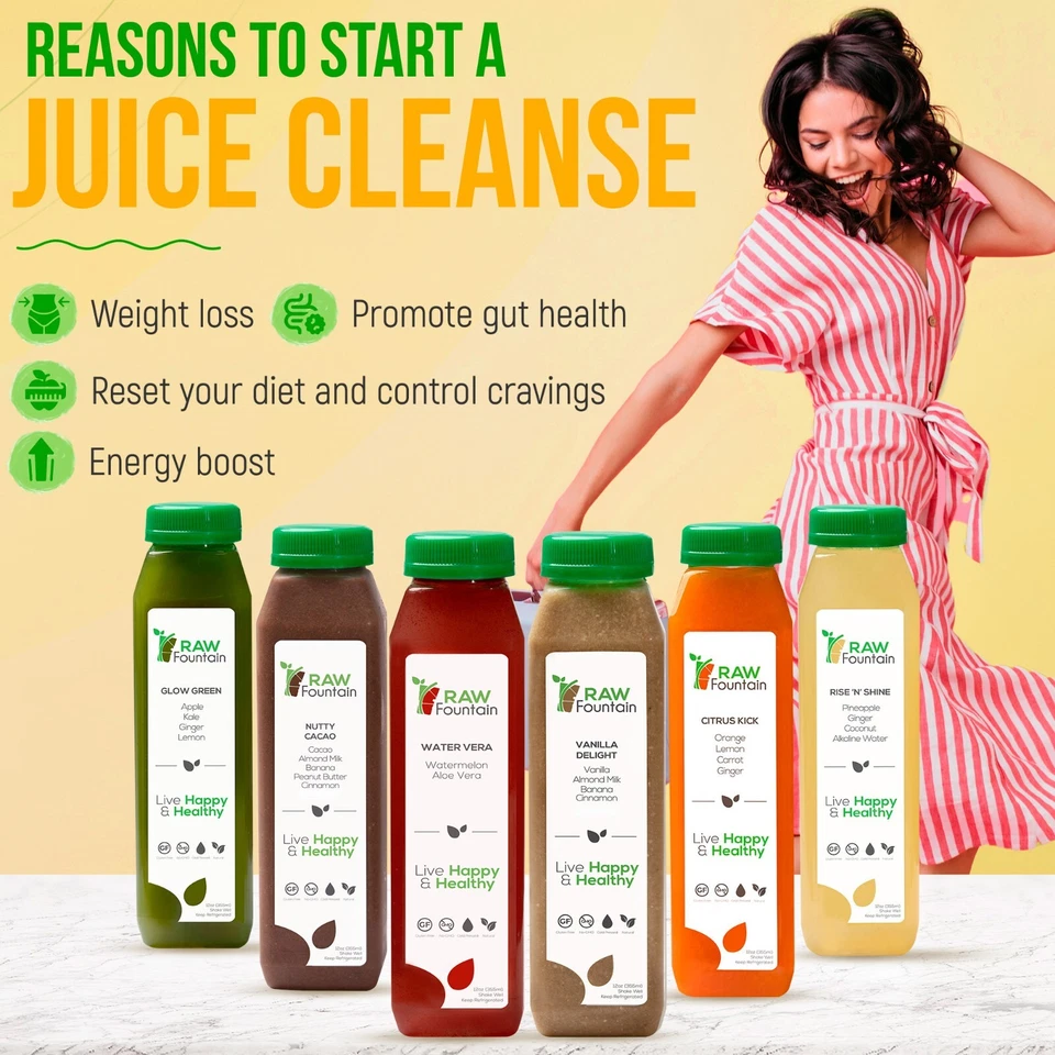 RAW Fountain Juice Cleanse Detox Cold Pressed, PROTEIN, All Natural 1,3,5,7 Day - Image 2 of 4