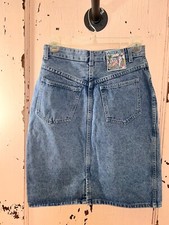 1980s Alessio Denim Mini Skirt - Size Small - Blue Cotton 80s Club Wear Skirt