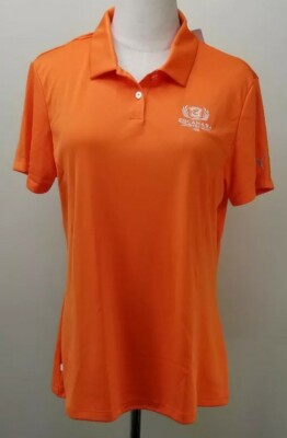 PUMA Pounce Golf Polo Shirt, Womens Sz M, Orange, Short Sleeves, NEW, Bust 39 in
