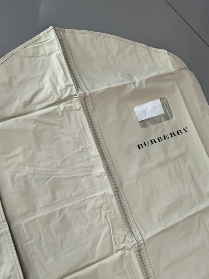 BURBERRY Auténtico Traje Chaqueta Abrigo Cremallera Bolso de Viaje Caqui Nombre Etiqueta Ventana Foto 2 de 4