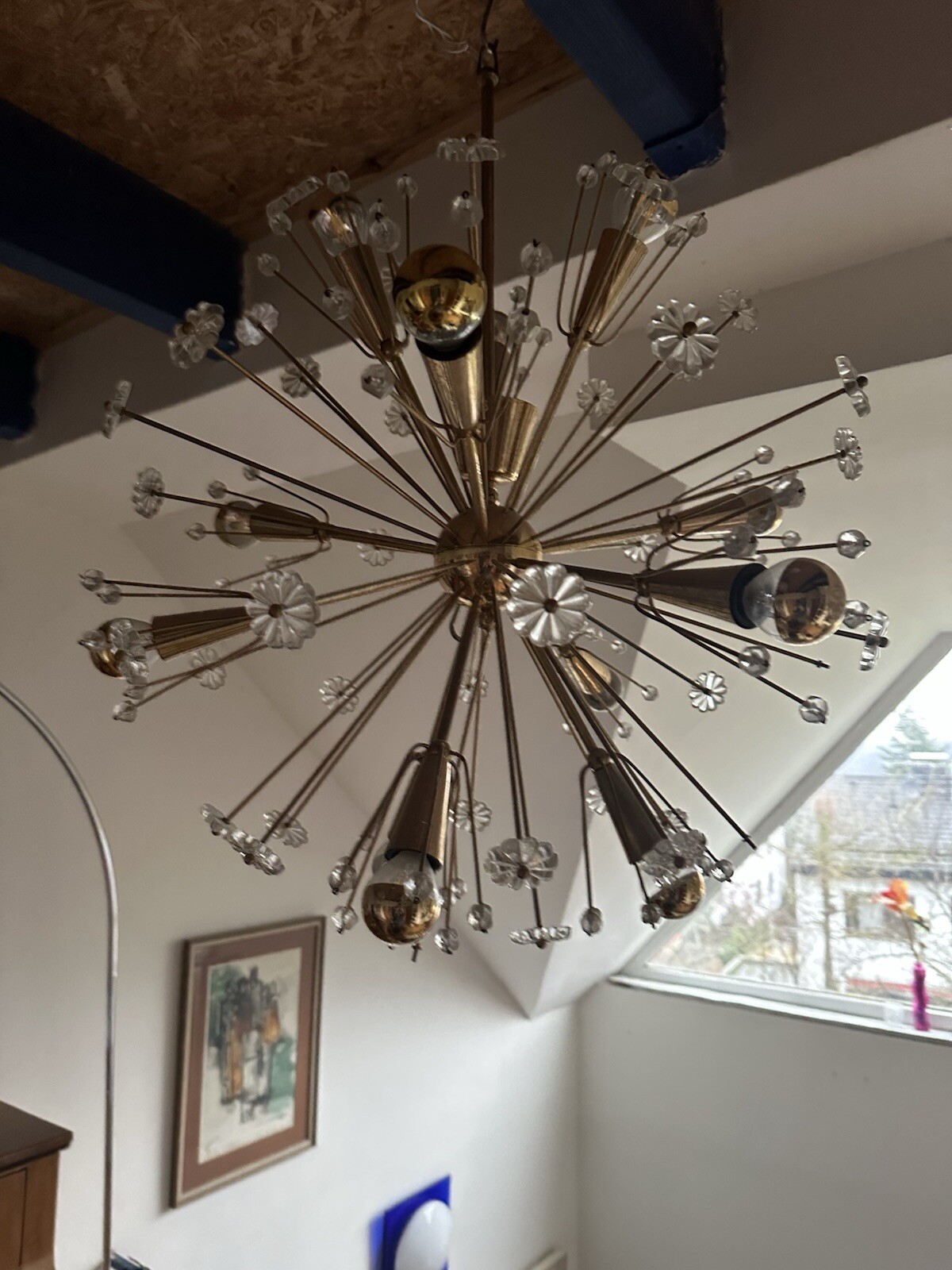 Sputnik Pusteblume Kugel Kronleuchter Vintage Lampe 50s