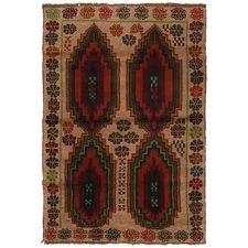 Handmade Tribal Afghan Geometric Dining Room Beige Rug  4' 1 x 6' 1 ft -  W27266