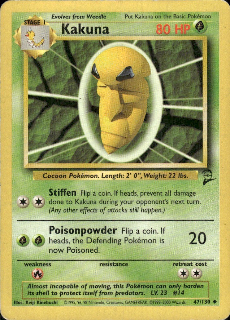 Kakuna 47/130 Uncommon Base Set 2 Pokemon Heavily Played
