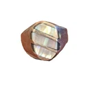 Vintage Silver Abalone Inlay Ring Mexican Flat Boho Sterling Unisex Size 12.5