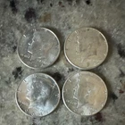1964 Kennedy Half Dollar Silver Coins Lot of 4, 50C, 0.900 Fineness