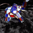 Vintage Elephant Table Lamp Tiffany Style Stained Glass Blue Desk Night Light