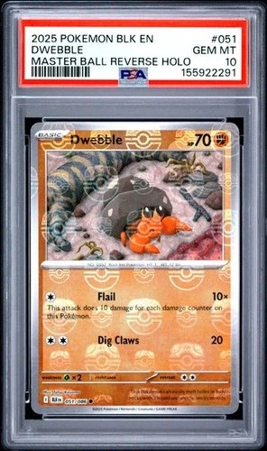 Dwebble (Master Ball Pattern) 051/086 - Sv: Black Bolt Holo - PSA 10