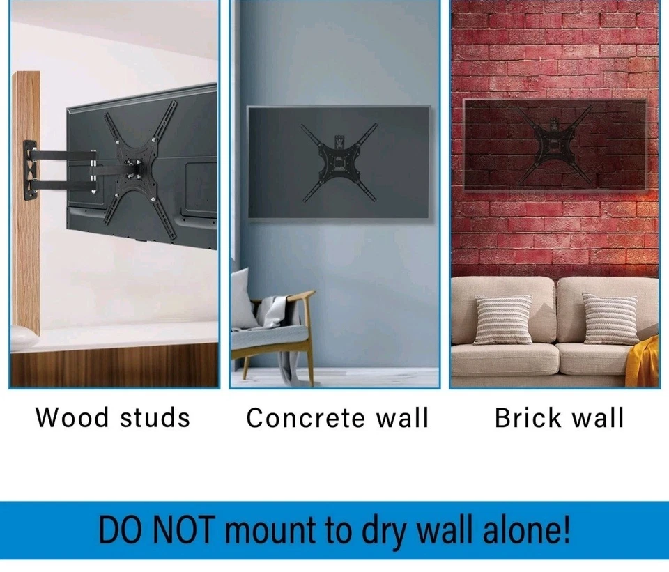 TV Wall Mount Bracket Swivel Tilt 24-55 Inch UK LED LCD Screen - Image 4 of 4