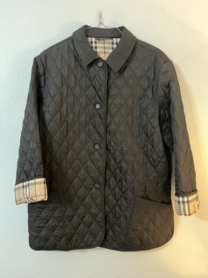 Burberry Brit Women s M Black Quilted Plaid Lined Jacket