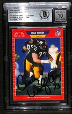 Craig Wolfley Signed 1989 Pro Set Steelers Rookie Card (RC) Beckett Auto 10