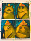ACEO Frog Party Hat Photoshoot #3 Watercolor Signed by Mist and Starlight — photo 3