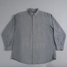 Woolrich Mens Large Chamois Cloth Gray Shirt Outdoor Heavyweight Button Flannel