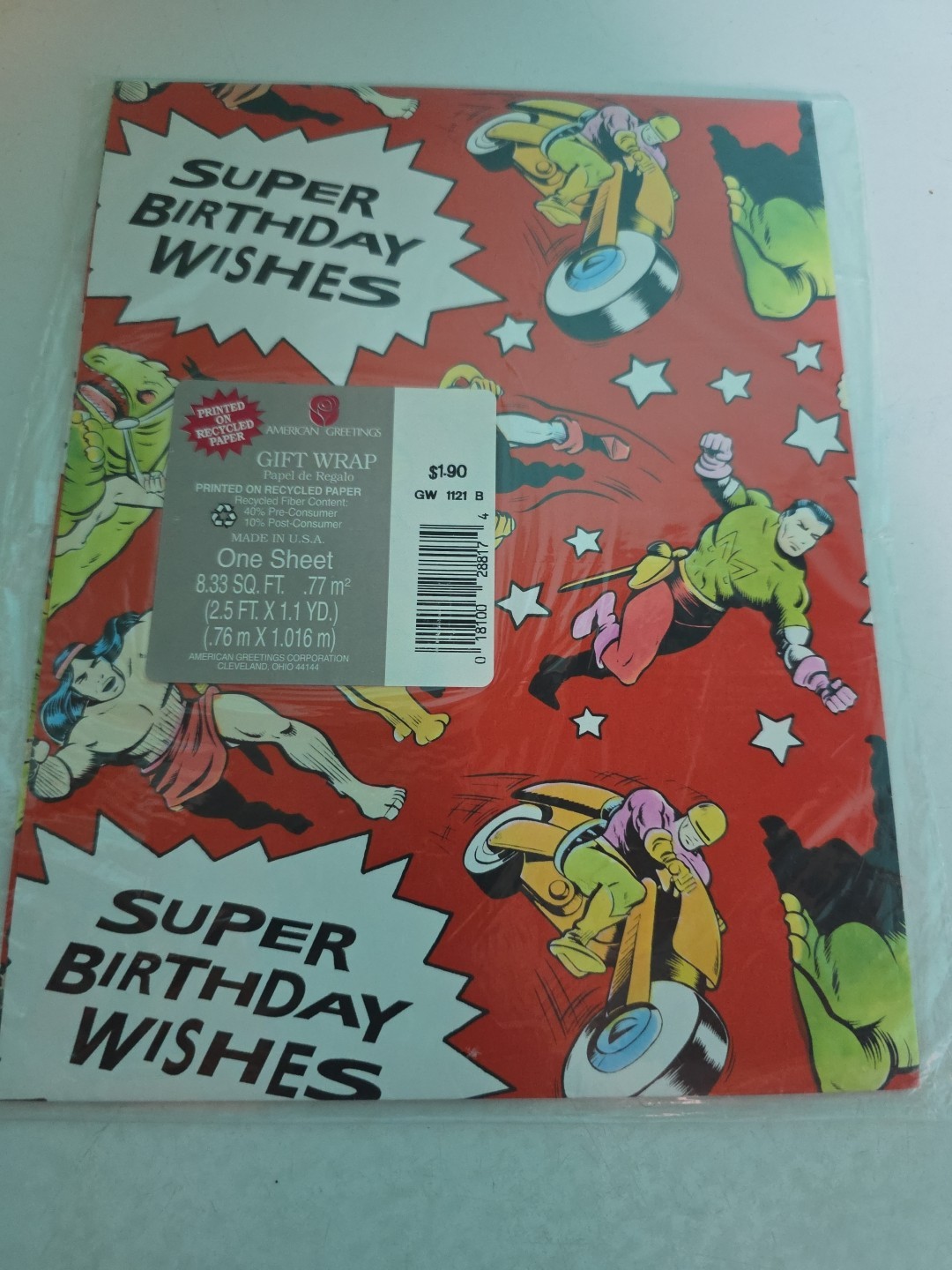 American Greetings Gift Wrap Super Hero