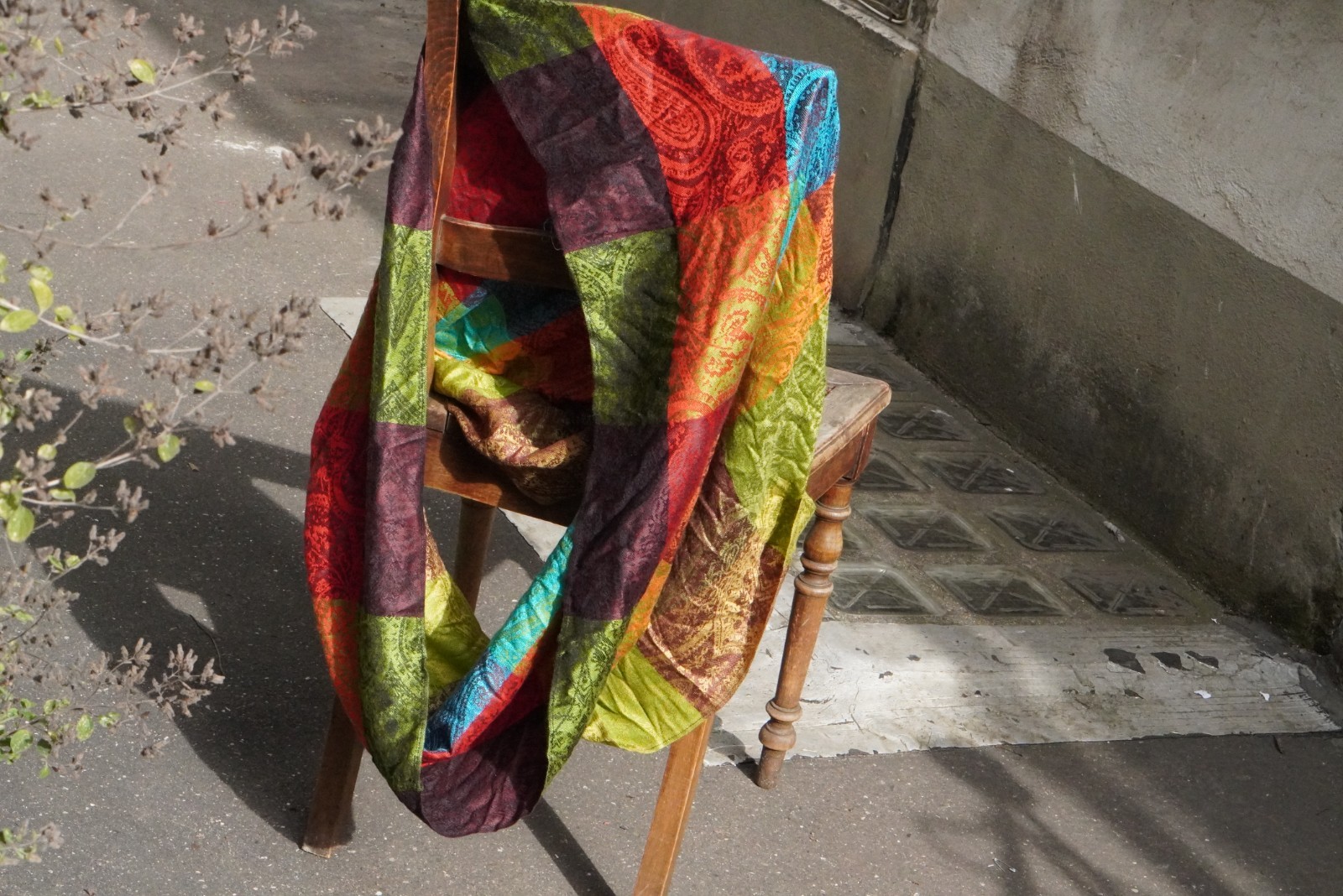 Paisley patchwork loop scarf colorful infinity sc… - image 1