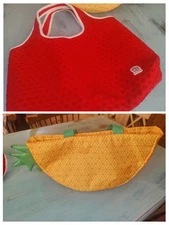 Set Of Two Big Tote Beach Bag Pineapple Cooler and Elta MD Shoulder Purse 20" 