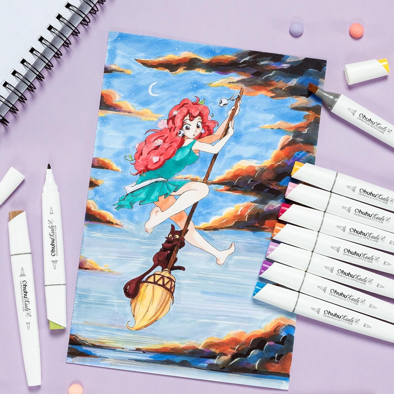 Ohuhu Alcohol Markers: 60 Colors 1 Count (Pack of 61), 60 Illustration 