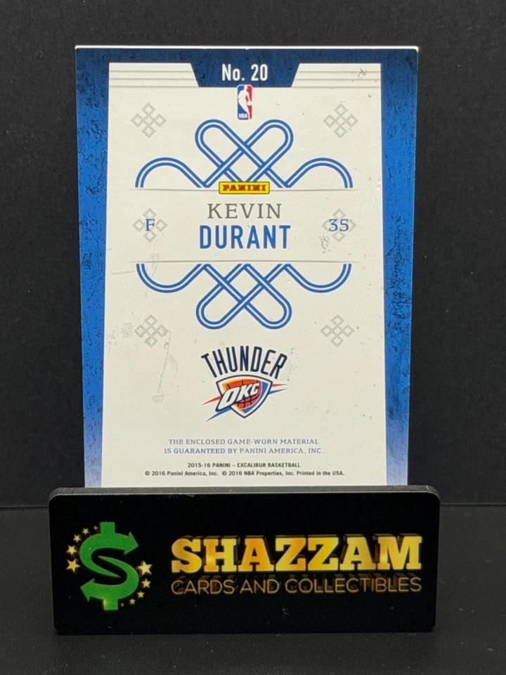 2015 帕尼尼 Excalibur KEVIN DURANT 游戏使用 OKC 雷霆布贴 #20 7/7 eBay 1/1 — 第 2/4 张图片