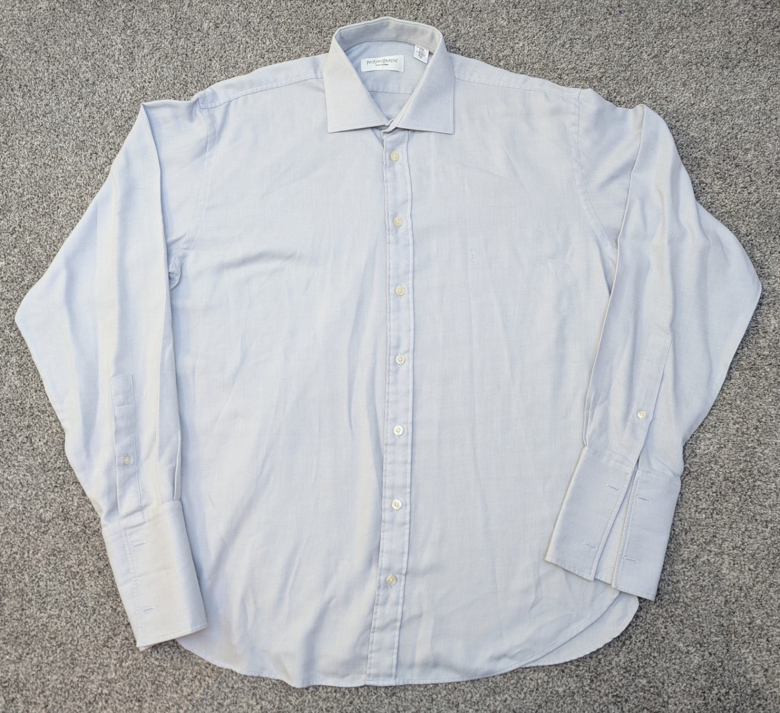 Camicia elegante vintage anni 00 YSL Yves Saint Laurent 16" twill blu
