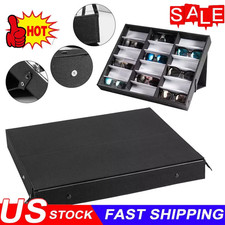 18 Slot Grid Sunglasses Glasses Organizer Eyewear Display Case Tray Storage Box