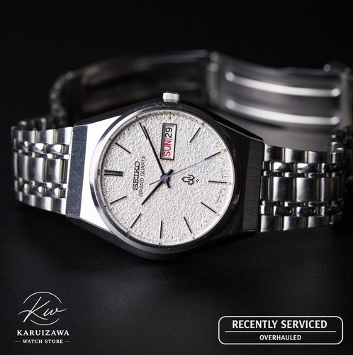 Vintage SEIKO Grand Quartz Day-Date 4843-8100 Snowflake Dial from Japan serviced