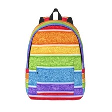 Rainbow Sponge Cake Colorful Backpack for Girls Boys Women Lightweight Canvas...