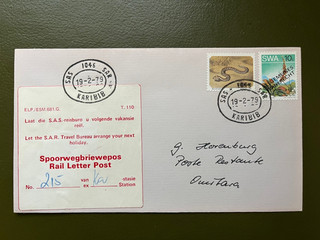 Briefmarken Süd West Afrika Namibia Karibib 1979 SAS SAR Brief