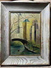 LaRue 1961 "Park And And Cityscape" Oil Painting - Signed And Framed