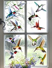 24-Count Large 6-inch Static Cling Window Decorations, Hummingbirds Flying
