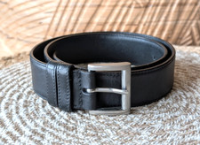 Vintage Prada Black Leather Belt - Size US 28