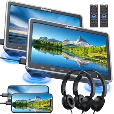 2X10.1" Screen Car Headrest Pillow Monitor DVD Player HDMI 1080P USB SD +Headset