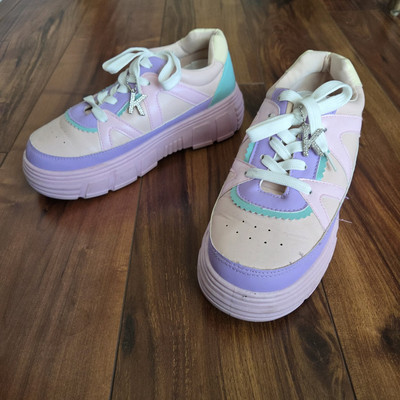 Koi FOOTWEAR Size 5 Aiya Pastel Pink Purple Teal Platform Sneaker Rhinestone
