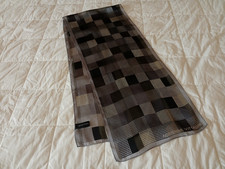 Women's Adrienne Vittadini Scarf 100 Silk 52.5"l x 11"w Blk-Gray-Whte Geometric