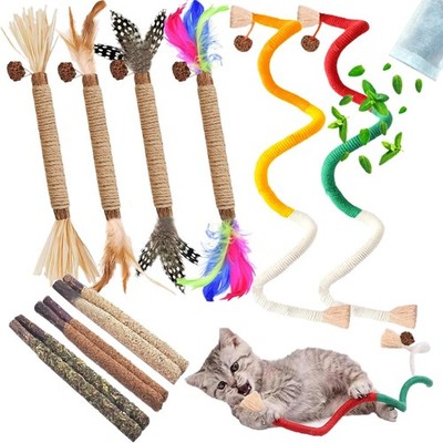 NSWXZDS Cat Toys for Indoor Cats 12pcs Kitten Chew Pro-12pack, Multi-colored 