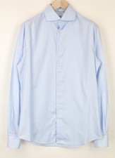 SUITSUPPLY Men's Formal Shirt 39L/15 1/2L Slim Blue Cotton Cutaway Collared 