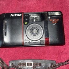 Nikon Tele Touch 300 AF 35mm Film Camera Black/Red Point Shoot Japan Untested