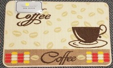 PRINTED KITCHEN RUG nonskid 18" x 30" COFFEE CUP ON BEANS BACKGROUND, AH