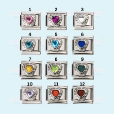 Italian Charm gem birthstone modular link fits all classic 9mm bracelet