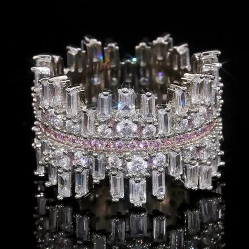 Women 925 Silver Filled Wedding Rings Cubic Zircon Engagement Jewelry Sz 6-10 - Picture 17 of 34
