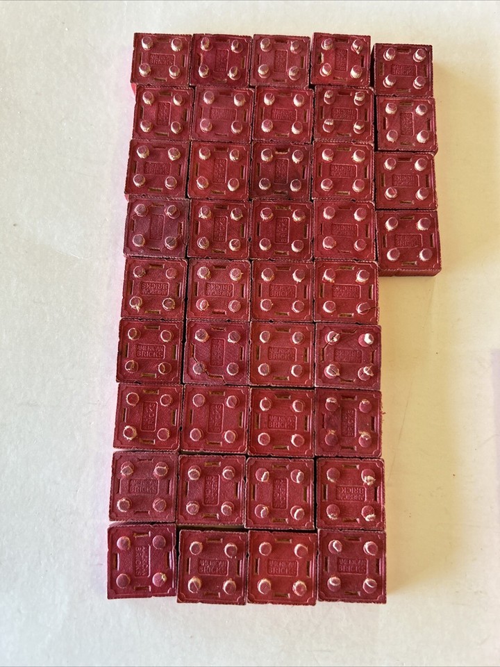 Halsam American Bricks Wooden Vintage Toy 1940 Building Block Interlock