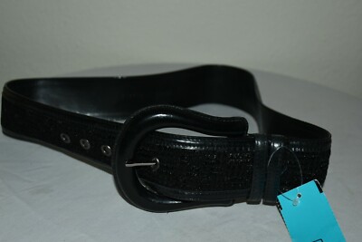 PER SE LACED wide BLACK Women`s size Medium LEATHER BELT w  display picture 3